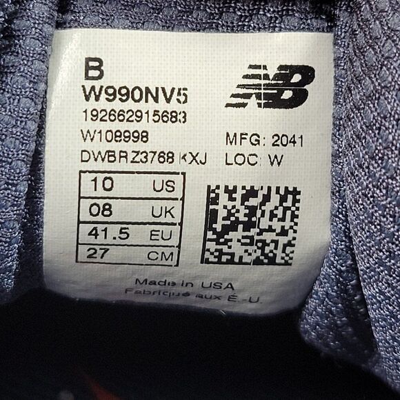 New Balance 990v5 Navy Blue White Suede Women Sneaker Shoes W990NV5 Size 10 - Picture 13 of 13